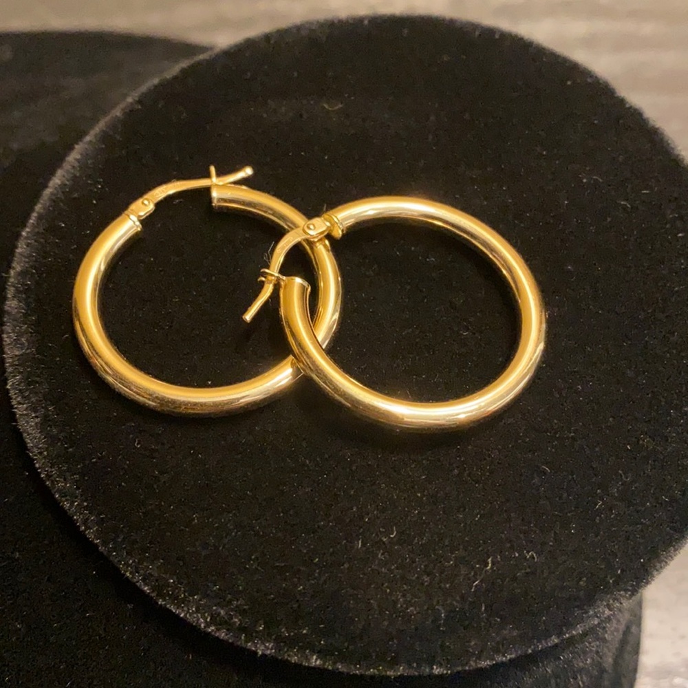 14k yellow 585 Italian gold hoop earrings